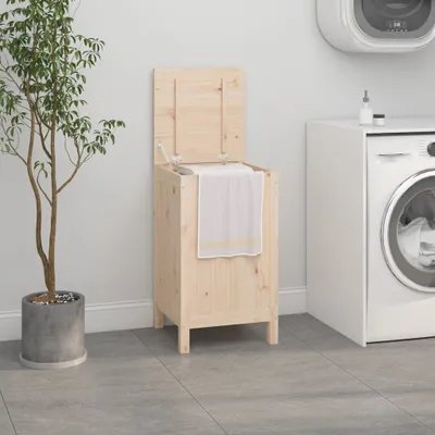 Produktbild von The Living Store Wäschetruhe 44x44x76 cm Massivholz Kiefer