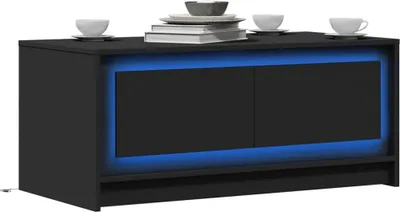 Image de Maison Exclusive - Table basse LED noire en bois composite