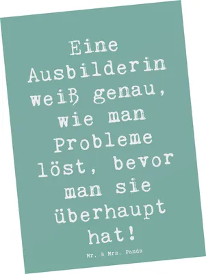 Produktbild von Mr. & Mrs. Panda Postkarte Spruch Ausbilderin Weisheit - Meeresbrise - Geschenk, Berufsprodukte, vorausschauende, Geschenke für Berufstätige, Grußkarte, Ansichtskarte