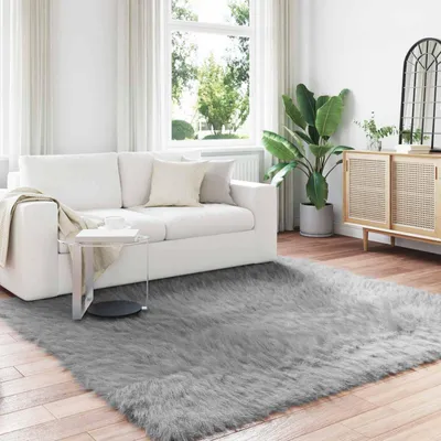 Immagine prodotto di vidaXL Tappeto in Pelliccia sintetica TAFALLA Grigio 240 x 240 cm Poliestere