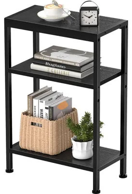 Image de Table d'appoint étroite, 3 étagères, 43 x 20 cm, noire, 3 niveaux