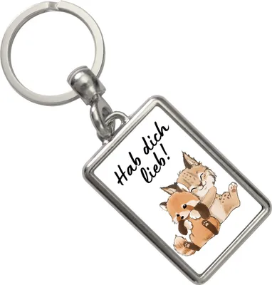 Produktbild von Luchs und Panda Schlüsselanhänger mit Spruch Hab dich lieb