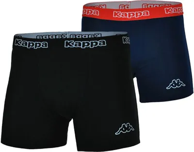 Produktbild von 2x Kappa Logo Boxer Short Herren Boxershorts 2 Stück Schwarz/Navy/Rot, Grösse:S