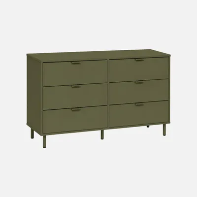 Produktbild von sweeek - Kommode mit 6 Schubladen, Holzdekor und Metall - Khaki