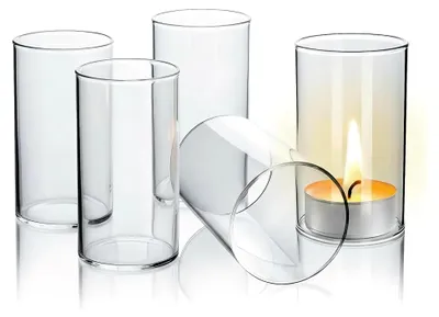 Produktbild von Glaszylinder ohne Boden, 7 cm Durchmesser, 4 Stück, Windlicht für Kerzen, Tischdeko