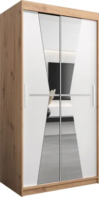 Produktbild von Kleiderschrank, Schiebetürenschrank Schlafzimmer, Schrank mit Spiegel MAROKO 100 cm
