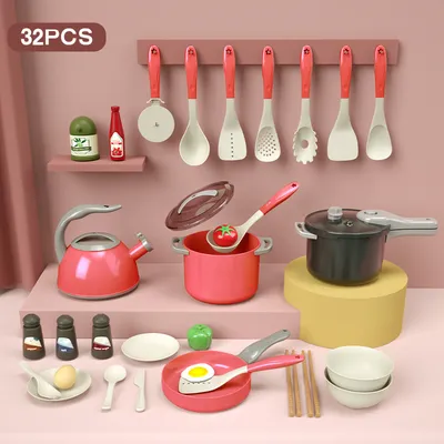 Produktbild von Spielküche 32 Küchenspielzeuge mit Spritztöpfen und -pfannen, realistischen