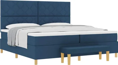 Produktbild von Boxspringbett mit Matratze mit Kopfteil Blau 200 x 200 cm Stoff