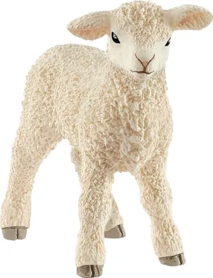 A white figurine of a lamb standing on a white background.