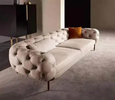 Produktbild von Sofa 3 Sitzer  Beige Polster Sofas Design Kunstleder neu Modern