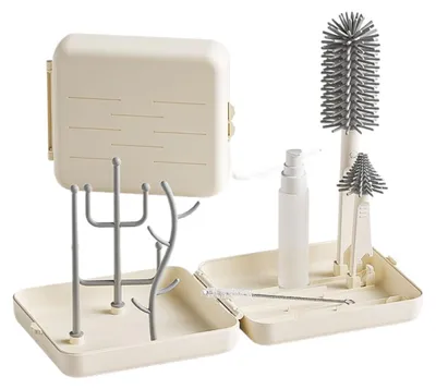 Produktbild von Reise-Babyflaschenbš¹rsten-Set, tragbares Babyflaschenbš¹rsten-Set mit Silikon-Flaschenbš¹rste, Strohhalmbš¹rste, Schnullerbš¹rste und Flaschentrockner