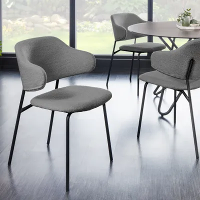 Produktbild von riess-ambiente Design Stuhl VOGUE grau Bouclé schwarze Metallbeine Esszimmerstuhl Essstuhl
