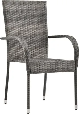 Produktbild von （Robust Möbel） Gartenstühle Stapelbar 2er-set - Grau Poly Rattan - CL940162 - Gartenstühle