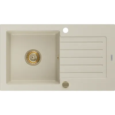 Zdjęcie produktu dla Mexen Pablo zlewozmywak granitowy 1-komorowy z ociekaczem 752 x 436 mm, beżowy, syfon złoty - 6510751010-69-G