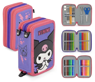 Produktbild von Hello Kitty & Friends KUROMI - Federmappe, 42 Teile, 3-fach gefüllt