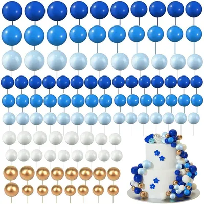 Produktbild von Tortendekoration Bälle 108 Stück, Mini-Luftballons in Weiß, Gold und Blau, für Hochzeit