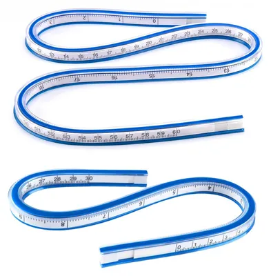 Biegsame Kurvenlineale 2er-Set, 30+60 cm, blau