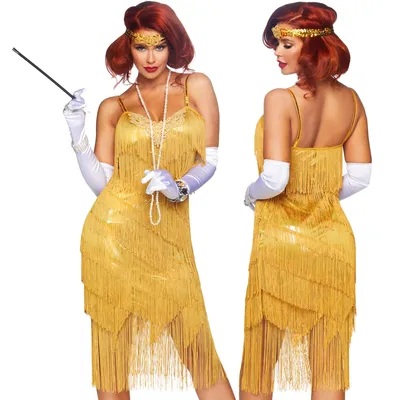 Immagine prodotto di Abito a frange anni '20, costume Charleston, abito dorato anni '20, costume da carnevale per donna, stile Gatsby