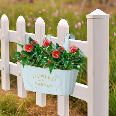 Produktbild von Pflanzkasten für Geländer Metall-Blumentöpfe | Balkon-Geländer Pflanzkasten für Außen für Mieter, Gärtner, Zuhause, Balkon,, Terrasse,, Garten, Hof, Park