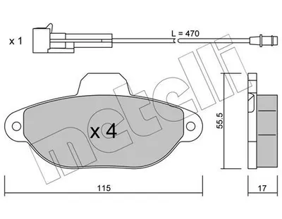 Obrázek produktu pro 4 Sada brzdových destiček, kotoučová brzda METELLI 22-0159-0 pro FIAT LANCIA, přední náprava