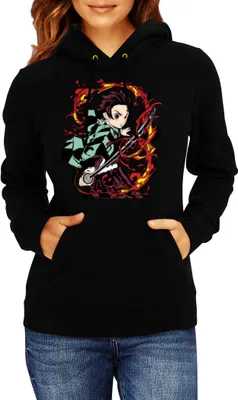 Obrázek produktu pro Dámská Mikina S Kapucí Japan Manga Comics Anime Demon Anime Slayer Tanjiro Kamado 07 Var-019, Lady L / Černá