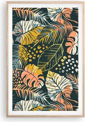 Produktbild von Gerahmtes Poster - Rahmen in heller Eiche - Blätter modern bunt - 61x91,5 cm - Wand Bild - Wanddeko - Wandbilder - Kunstposter - Wandposter - Bilderrahmen - Bilder - Kunstdruck - P2NPA61x91-4630