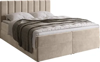 Produktbild von BroMARKT Boxspringbett DENVER mit 2 Bettkasten, Bonell-matratze, Polsterbett, Bett, Cordstoff (Ecru, PAROS 02, 140x200 cm)