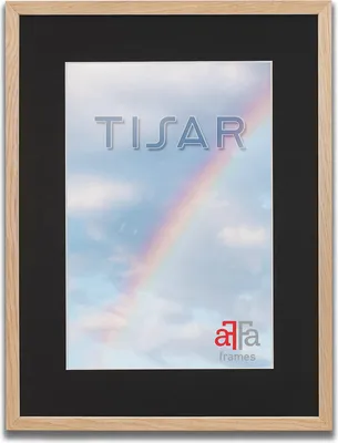 Produktbild von aFFa frames Tisar Bilderrahmen aus Holz mit Passepartout 42x59,4 cm Schwarz, leicht, rechteckig, mit Acrylglasfront, HDF-Rückwand Hellbraun (05) 50x70 cm