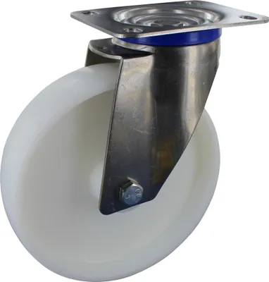 Produktbild von Edelstahlrollen Lenkrolle ohne Feststeller Ø100mm Polyamid Anschraubplatte