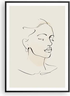 Produktbild von Gerahmtes Poster - Schwarzer Rahmen - Frau Zeichnung Linie - 70x100 cm - Wand Bild - Wanddeko - Wandbilder - Kunstposter - Wandposter - Bilderrahmen - Bilder - Kunstdruck - P2BPA70x100-5046