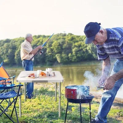 Immagine prodotto di Tavolo pieghevole Famanu in alluminio, rettangolare - Tavolo da cucina compatto per campeggio