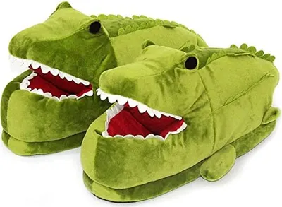 Produktbild von Zolta Plüsch Hausschuhe  - Pantoffeln Damen mit Tiere - Flauschige kuschel Slippers - Lustige warme Puschen für Winter - ONE SIZE  36-41 - Alligator