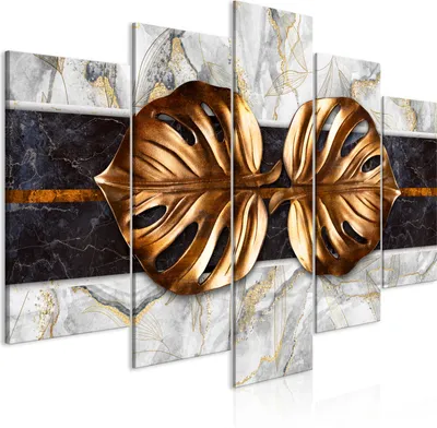 Produktbild von Leinwandbilder 200x100 cm b-A-0773-b-m Vlies Leinwandbild 5 tlg Kunstdruck modern Wandbilder XXL Wanddekoration Design Wand Bild ABSRTAKT MONSTERA