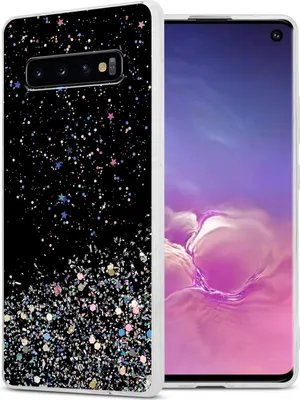 Immagine prodotto di Cadorabo custodia per Samsung Galaxy S10 PLUS cover protettiva in nero custodia per telefono cellulare TPU custodia glitter cover glitter