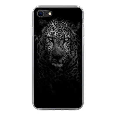 Produktbild von MuchoWow® Handyhülle Schutzhülle Hülle für iPhone 8 Leopard - Schwarz - Weiß Silikon Softcase Handy Hülle - Schutzhaube