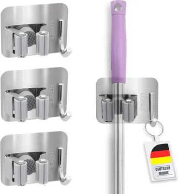 Produktbild von ECENCE Besenhalterung Wand selbstklebend - 4 Stück Besenhalter, Gerätehalter aus Edelstahl ohne B