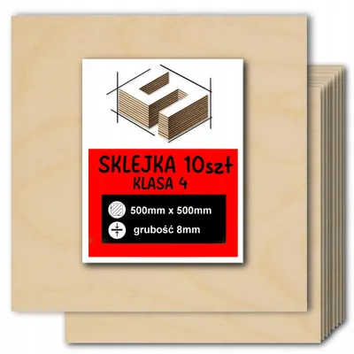 Immagine prodotto di Compensato di betulla per incisione laser, 8 mm, 500 x 500 mm, 10 pannelli, qualità 4/4