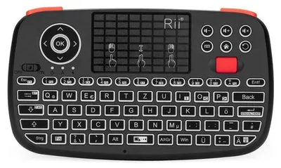 Zdjęcie produktu dla Klawiatura Bluetooth z touchpadem, Bluetooth 4.0, mini klawiatura bezprzewodowa z kółkiem przewijania i podświetleniem LED, układ klawiszy niemiecki, kolor czarny