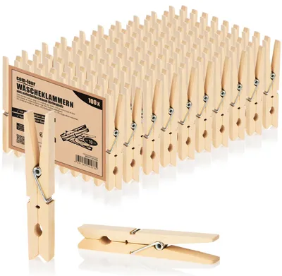 Imagen del producto de Pinzas de madera para la ropa, 100 unidades, 10 cm, para tendederos