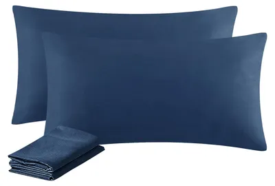 Produktbild von Kissenbezug 40 x 80 cm, 2er-Set - Blauer Kissenbezug mit Reißverschluss, aus Mikrofaser, -, weich und knitterfrei.