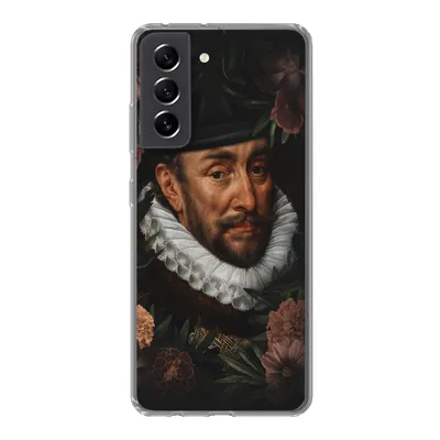 Produktbild von MuchoWow® Handyhülle Schutzhülle Hülle für Samsung Galaxy S21 FE Wilhelm von Oranien - Kunst - Blumen Silikon Softcase Handy Hülle - Mobiltelefonhülle