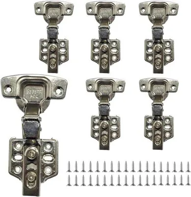 Obrázek produktu pro 6 nerezových sklopných pantů s tichým dovíráním a hydraulickým tlumičem
