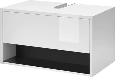 Produktbild von LIVOJO M20 Badezimmer Waschbeckenunterschrank breit 80 x 44 x 46 cm Weiß Hochglanz & Anthrazit