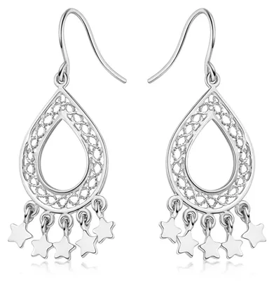 Produktbild von MATERIA 925 Silber Ohrhänger Sterne lang 47x18mm Chandelier Ohrringe orientalisch inkl. Box #SO-282