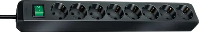 Produktbild von Brennenstuhl Eco-Line Steckdosenleiste mit Schalter 8-fach schwarz 3m H05VV-F 3G1,5, 1159300018