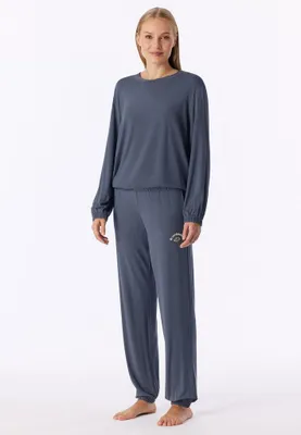 Image de Schiesser pyjama long casual fashion bleu-gris femme