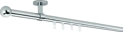 Produktbild von SN Deco Gardinenstange Innenlauf Straßburg, 19 mm, 1-läufig, Stahl, Komplett-Set mit Ringen, Profildeckentrager, 120 cm, edelstahl optik