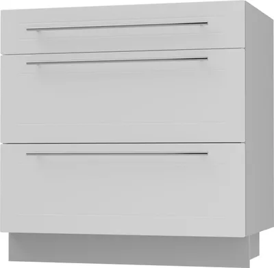 Produktbild von Schubladenunterschrank KVANTUM Vollauszug 80cm Korpus- & Frontfarbe wählbar (Q-D3A/80),weiß matt,grau