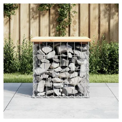 Produktbild von Sitzgelegenheit für den Außenbereich - Gartenbank im Gabion-Design, 43x44x42cm, aus massivem Kiefernholz