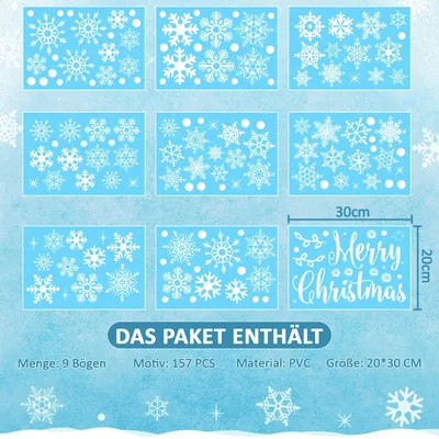 Produktbild von Fensterbilder Weihnachten Selbstklebend Fensterdeko Weihnachten Aufkleber mit Schneeflocken Weihnachtsmann Elch Statisch